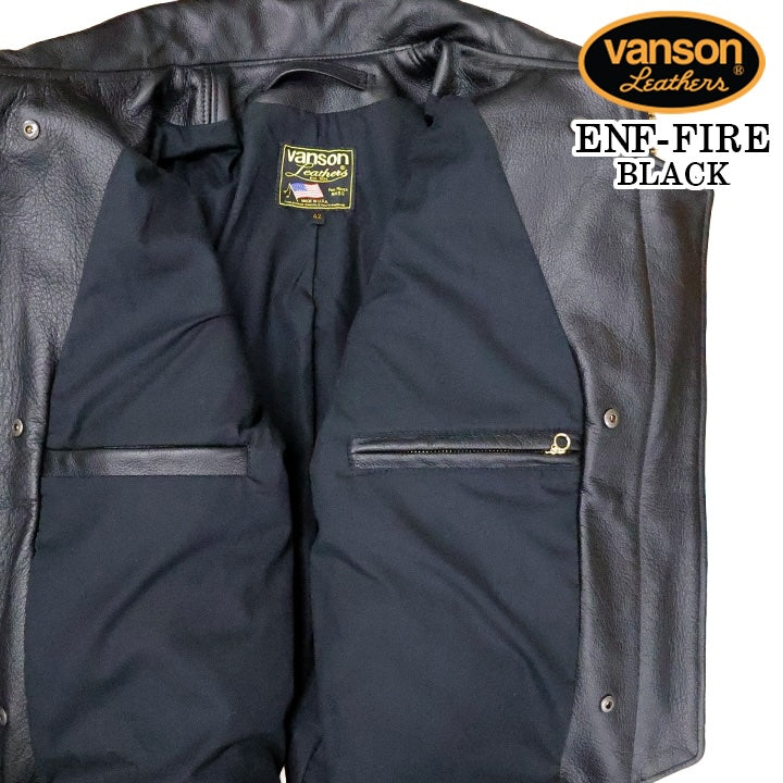 VANSON Leathers RIDERS JACKET バンソン シングル ライダース レザージャケット 襟付き 革ジャン enf-fire