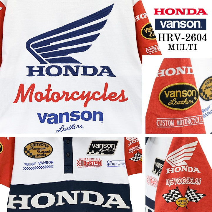 HONDA VANSON TEE S/S POLO SHIRT ホンダ バンソン コラボ 天竺 半袖 ポロシャツ hrv-2604