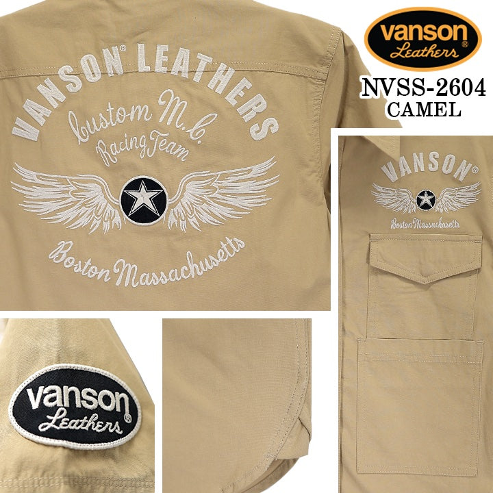 VANSON S/S SAFARI SHIRT バンソン サファリシャツ 半袖シャツ nvss-2604