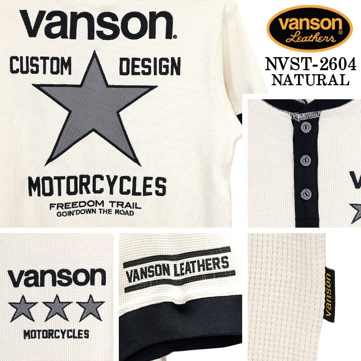 VANSON TEE THERMAL S/S HENLEY NECK T-SHIRT バンソン サーマル 半袖 ヘンリーネック Tシャツ nvst-2604