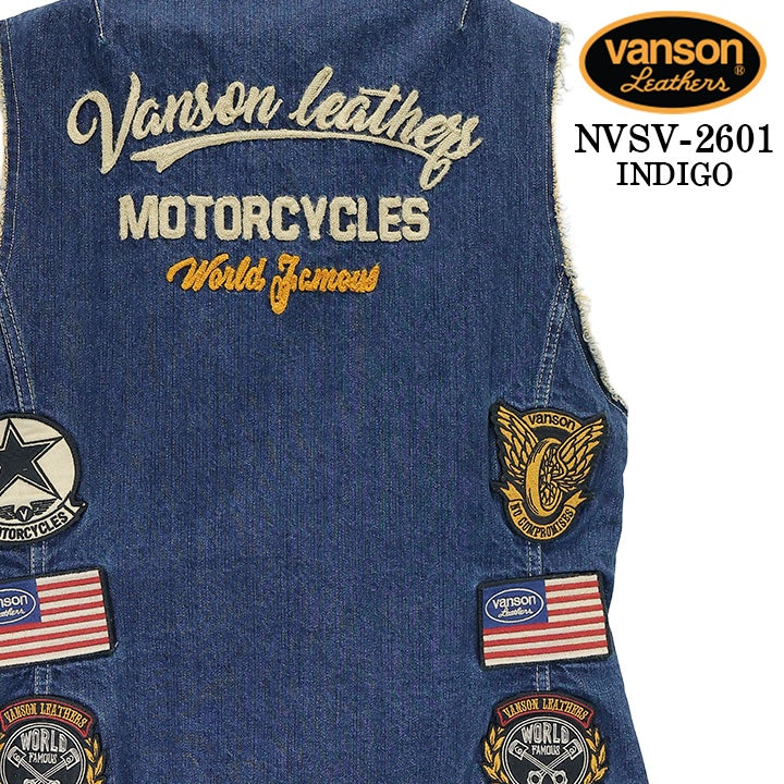 VANSON DENIM VEST PREMIUM バンソン デニム ベスト プレミアム nvsv-2601
