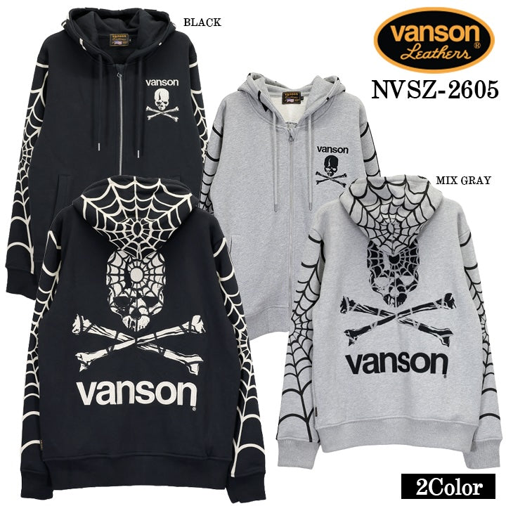 VANSON HOODIE F/Z PARKA SPIDER バンソン フーディ 裏毛 パーカー