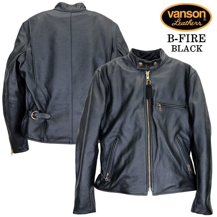 VANSON Leathers RIDERS JACKET バンソン シングル ライダース レザージャケット ライニング付き 革ジャン スタンドカラー b-fire