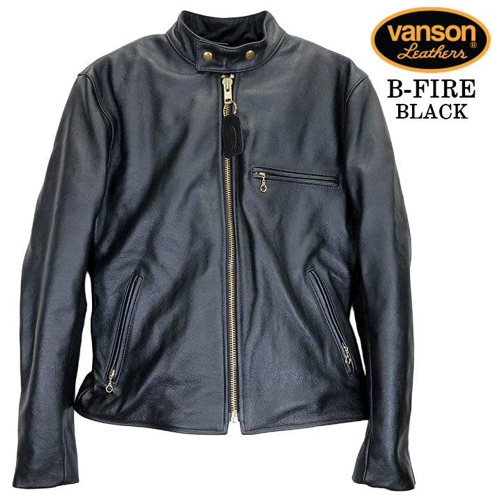 VANSON Leathers RIDERS JACKET バンソン シングル ライダース レザージャケット ライニング付き 革ジャン スタンドカラー b-fire