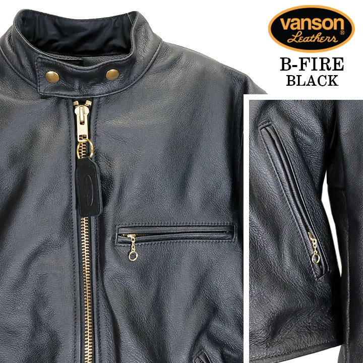 VANSON Leathers RIDERS JACKET バンソン シングル ライダース レザージャケット ライニング付き 革ジャン スタンドカラー b-fire