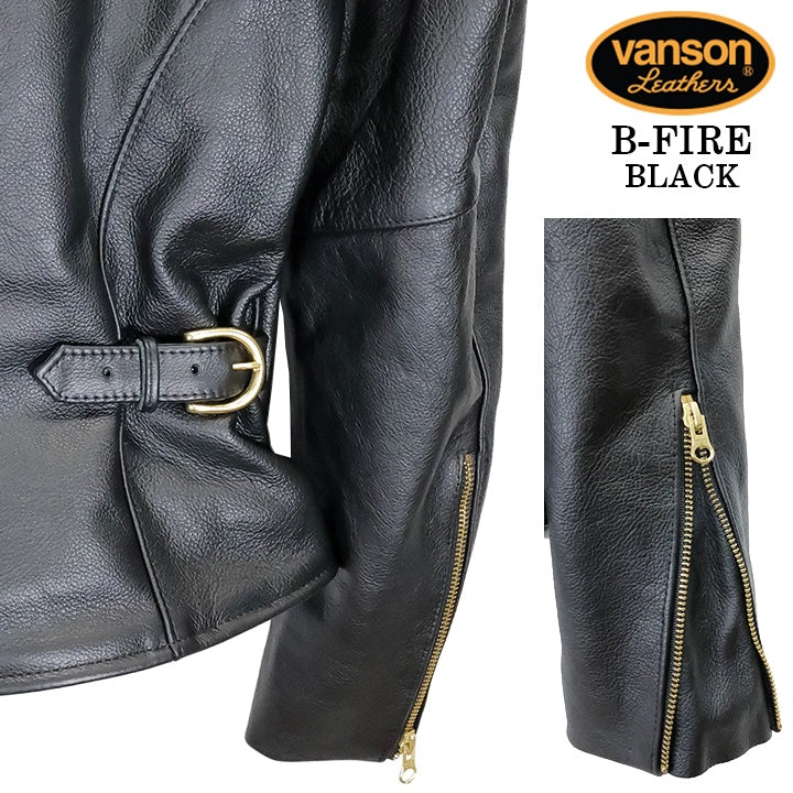 VANSON Leathers RIDERS JACKET バンソン シングル ライダース レザージャケット ライニング付き 革ジャン スタンドカラー b-fire