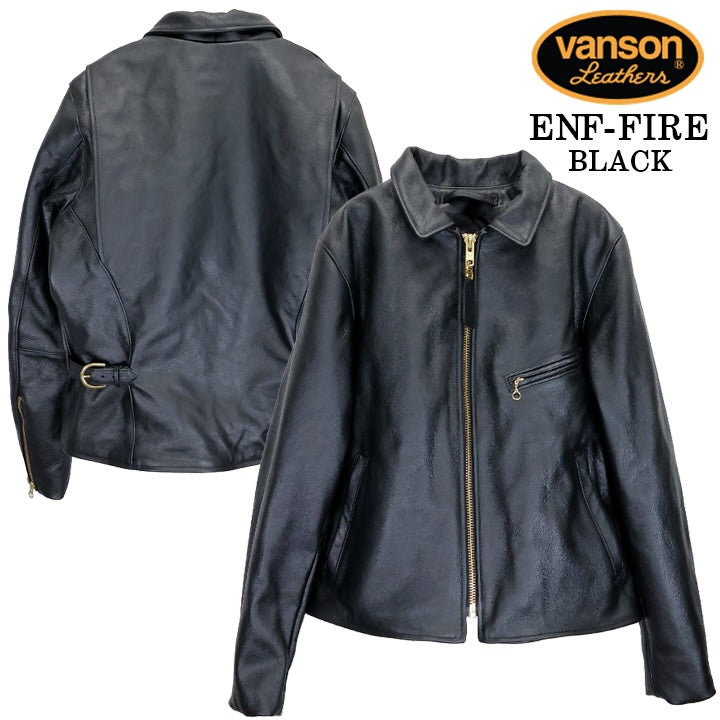 VANSON Leathers RIDERS JACKET バンソン シングル ライダース レザージャケット 襟付き 革ジャン enf-fire