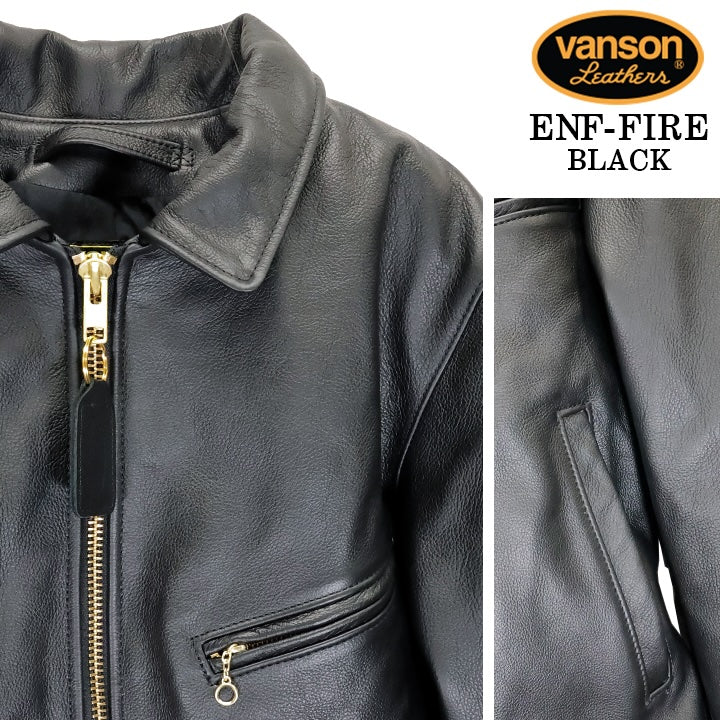 VANSON Leathers RIDERS JACKET バンソン シングル ライダース レザージャケット 襟付き 革ジャン enf-fire