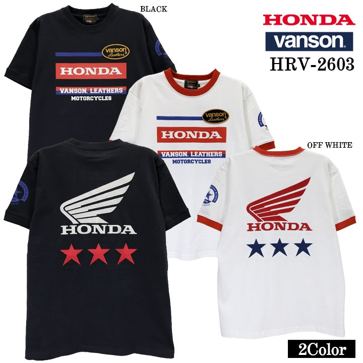 HONDA VANSON TEE S/S T-SHIRT ホンダ バンソン コラボ 天竺 半袖 Tシャツ hrv-2603