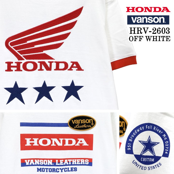 HONDA VANSON TEE S/S T-SHIRT ホンダ バンソン コラボ 天竺 半袖 Tシャツ hrv-2603