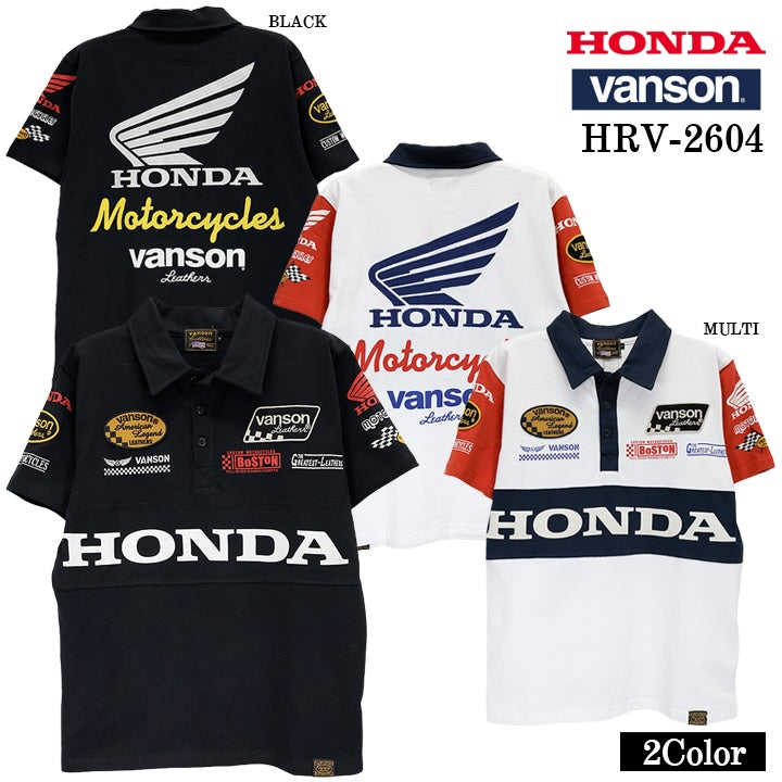 HONDA VANSON TEE S/S POLO SHIRT ホンダ バンソン コラボ 天竺 半袖 ポロシャツ hrv-2604