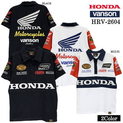 HONDA VANSON TEE S/S POLO SHIRT ホンダ バンソン コラボ 天竺 半袖 ポロシャツ hrv-2604