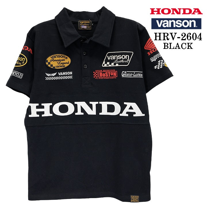 HONDA VANSON TEE S/S POLO SHIRT ホンダ バンソン コラボ 天竺 半袖 ポロシャツ hrv-2604