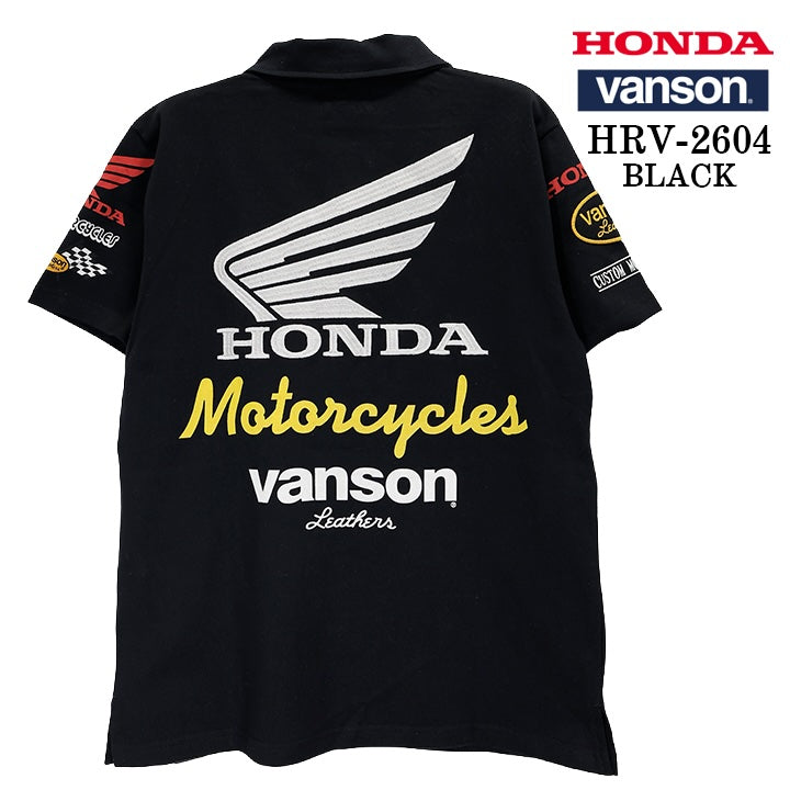HONDA VANSON TEE S/S POLO SHIRT ホンダ バンソン コラボ 天竺 半袖 ポロシャツ hrv-2604