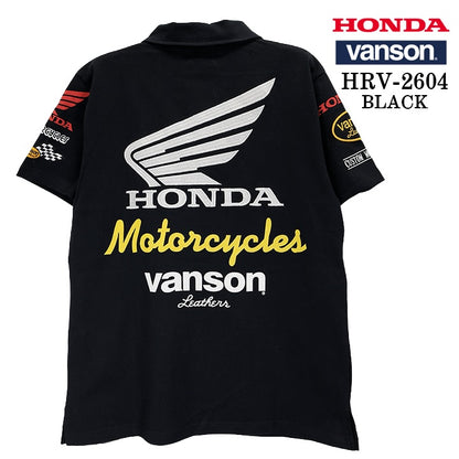 HONDA VANSON TEE S/S POLO SHIRT ホンダ バンソン コラボ 天竺 半袖 ポロシャツ hrv-2604