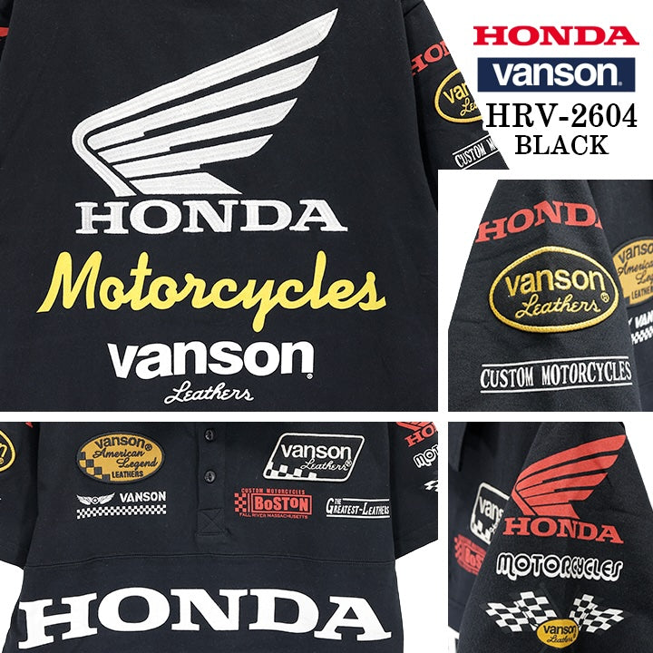 HONDA VANSON TEE S/S POLO SHIRT ホンダ バンソン コラボ 天竺 半袖 ポロシャツ hrv-2604