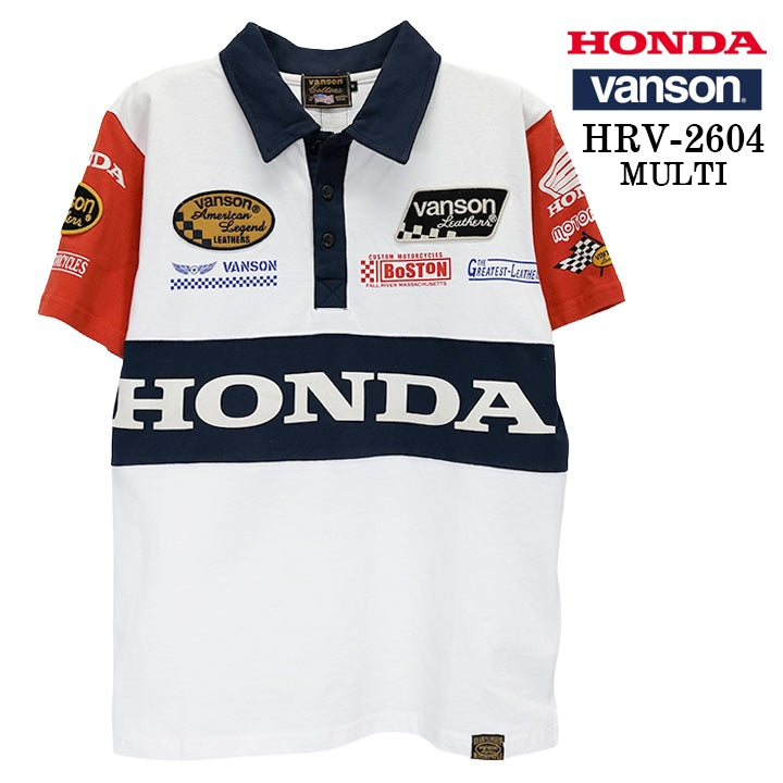 HONDA VANSON TEE S/S POLO SHIRT ホンダ バンソン コラボ 天竺 半袖 ポロシャツ hrv-2604
