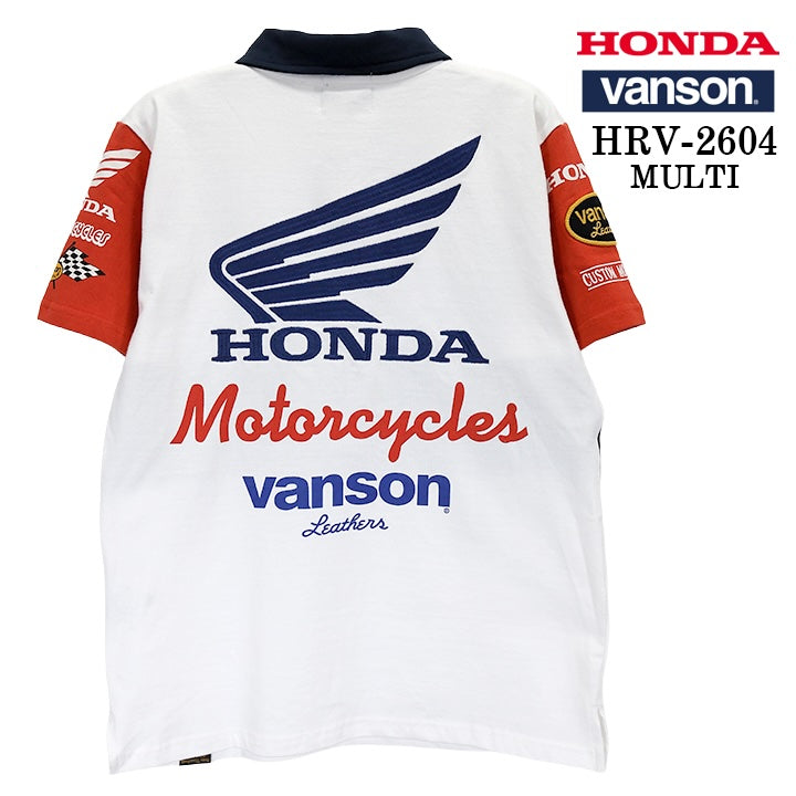 HONDA VANSON TEE S/S POLO SHIRT ホンダ バンソン コラボ 天竺 半袖 ポロシャツ hrv-2604