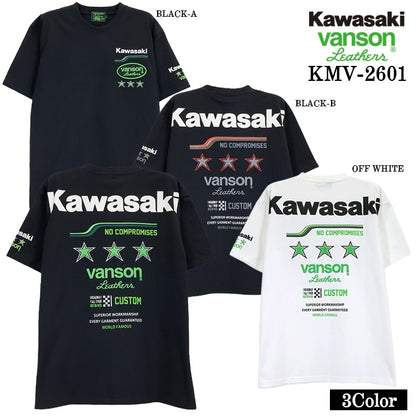 KAWASAKI VANSON TEE S/S T-SHIRT カワサキ バンソン コラボ 天竺 半袖 Tシャツ kmv-2601