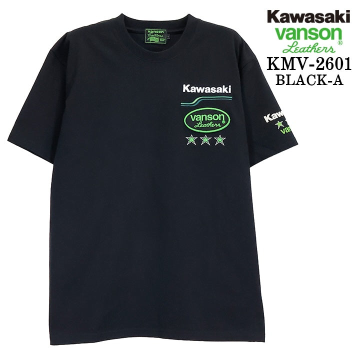 KAWASAKI VANSON TEE S/S T-SHIRT カワサキ バンソン コラボ 天竺 半袖 Tシャツ kmv-2601