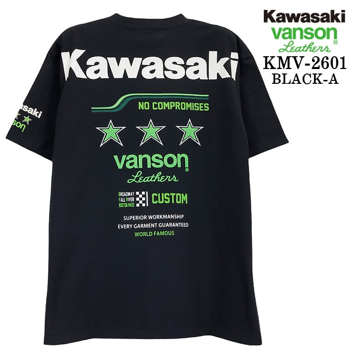 KAWASAKI VANSON TEE S/S T-SHIRT カワサキ バンソン コラボ 天竺 半袖 Tシャツ kmv-2601