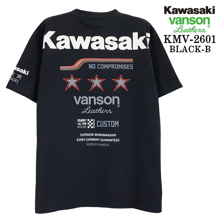 KAWASAKI VANSON TEE S/S T-SHIRT カワサキ バンソン コラボ 天竺 半袖 Tシャツ kmv-2601