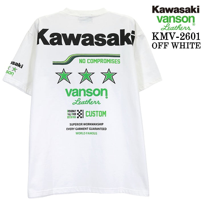 KAWASAKI VANSON TEE S/S T-SHIRT カワサキ バンソン コラボ 天竺 半袖 Tシャツ kmv-2601