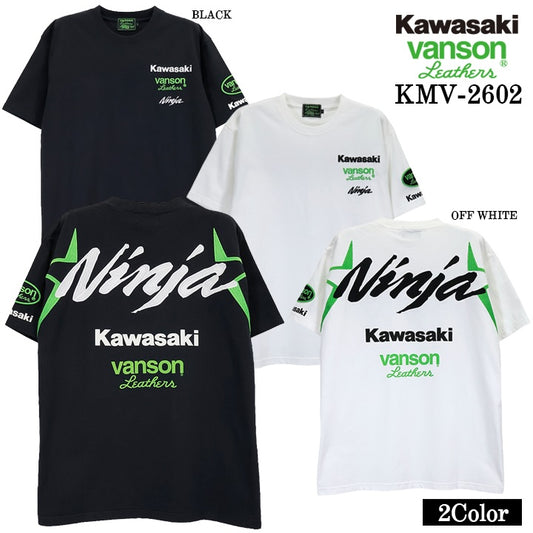 KAWASAKI VANSON TEE S/S T-SHIRT カワサキ バンソン コラボ 天竺 半袖 Tシャツ kmv-2602