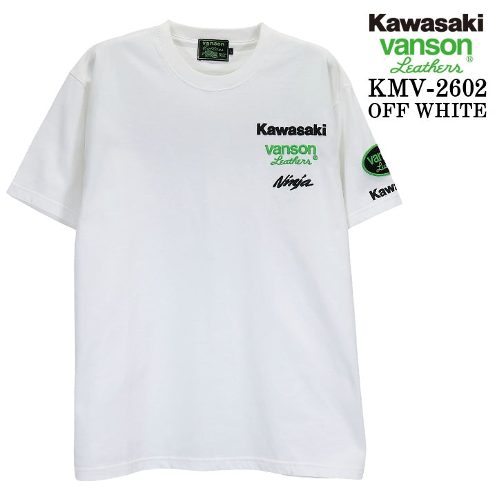 KAWASAKI VANSON TEE S/S T-SHIRT カワサキ バンソン コラボ 天竺 半袖 Tシャツ kmv-2602