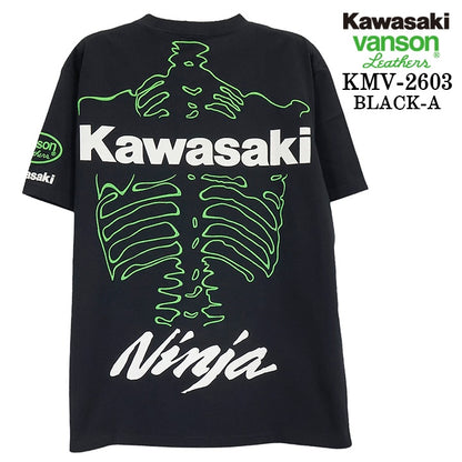 KAWASAKI VANSON TEE S/S T-SHIRT カワサキ バンソン コラボ 天竺 半袖 Tシャツ kmv-2603