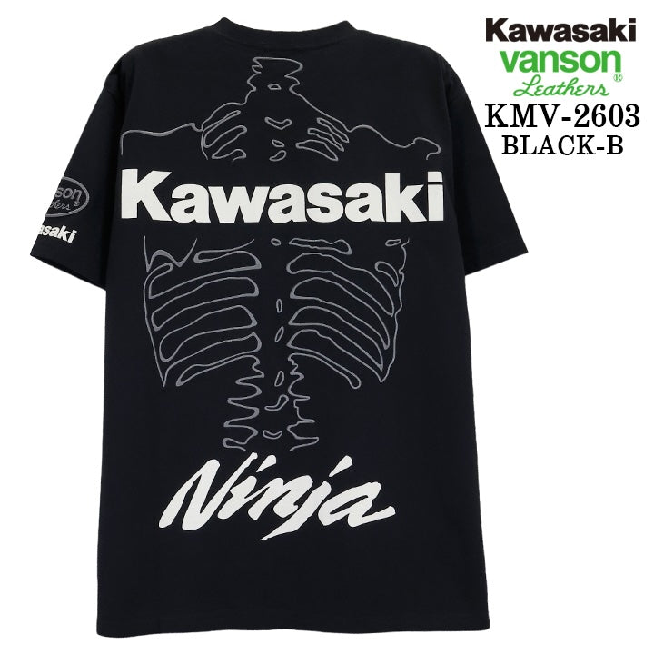 KAWASAKI VANSON TEE S/S T-SHIRT カワサキ バンソン コラボ 天竺 半袖 Tシャツ kmv-2603