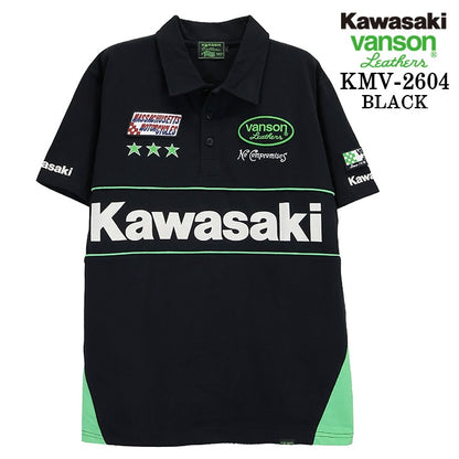 KAWASAKI VANSON TEE S/S POLO SHIRT カワサキ バンソン コラボ 天竺 半袖 ポロシャツ kmv-2604