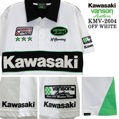 KAWASAKI VANSON TEE S/S POLO SHIRT カワサキ バンソン コラボ 天竺 半袖 ポロシャツ kmv-2604
