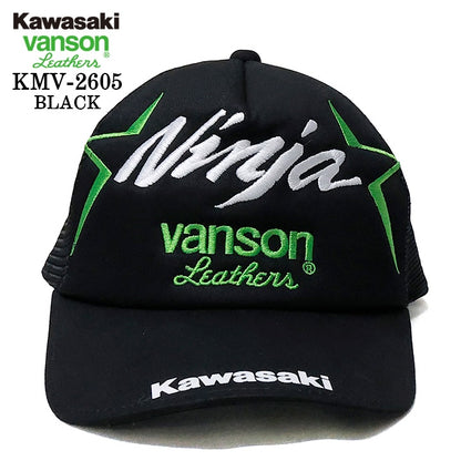 KAWASAKI VANSON TWILL MESH CAP カワサキ バンソン コラボ ツイル メッシュ キャップ 帽子 kmv-2605