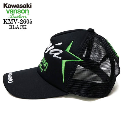 KAWASAKI VANSON TWILL MESH CAP カワサキ バンソン コラボ ツイル メッシュ キャップ 帽子 kmv-2605