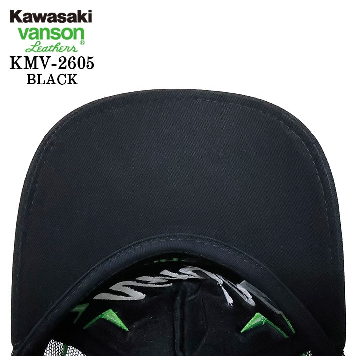 KAWASAKI VANSON TWILL MESH CAP カワサキ バンソン コラボ ツイル メッシュ キャップ 帽子 kmv-2605