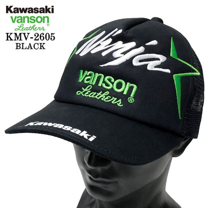 KAWASAKI VANSON TWILL MESH CAP カワサキ バンソン コラボ ツイル メッシュ キャップ 帽子 kmv-2605
