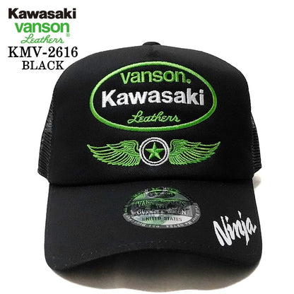 KAWASAKI VANSON TWILL MESH CAP カワサキ バンソン コラボ ツイル メッシュ キャップ 帽子 kmv-2616