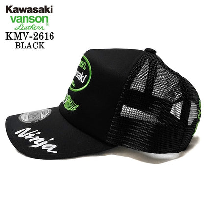 KAWASAKI VANSON TWILL MESH CAP カワサキ バンソン コラボ ツイル メッシュ キャップ 帽子 kmv-2616