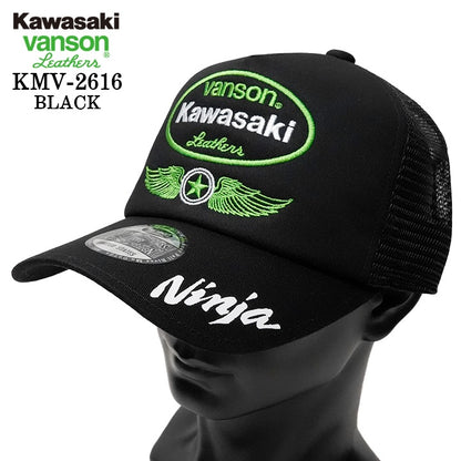 KAWASAKI VANSON TWILL MESH CAP カワサキ バンソン コラボ ツイル メッシュ キャップ 帽子 kmv-2616