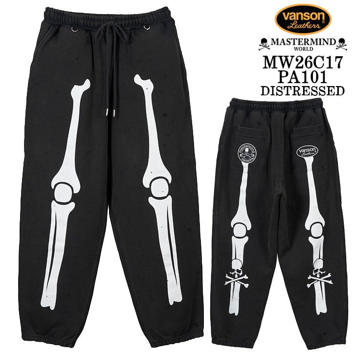 MASTERMIND VANSON SWEAT PANTS DAMAGE マスターマインド バンソン コラボ スウェットパンツ ダメージ加工 mw26c17-pa101
