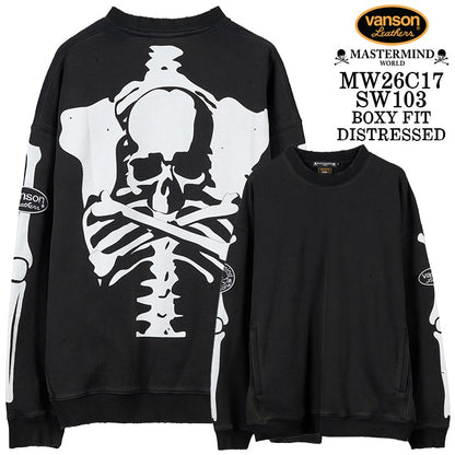MASTERMIND VANSON CREWNECK SWEATSHIRT DAMAGE [BOXY FIT] マスターマインド バンソン スウェット ダメージ加工 mw26c17-sw103