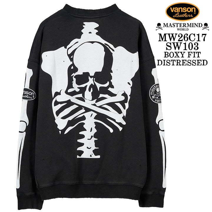 MASTERMIND VANSON CREWNECK SWEATSHIRT DAMAGE [BOXY FIT] マスターマインド バンソン スウェット ダメージ加工 mw26c17-sw103