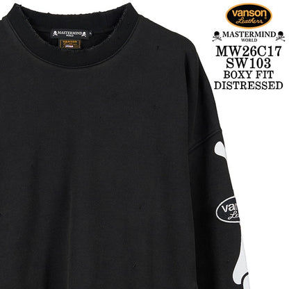 MASTERMIND VANSON CREWNECK SWEATSHIRT DAMAGE [BOXY FIT] マスターマインド バンソン スウェット ダメージ加工 mw26c17-sw103
