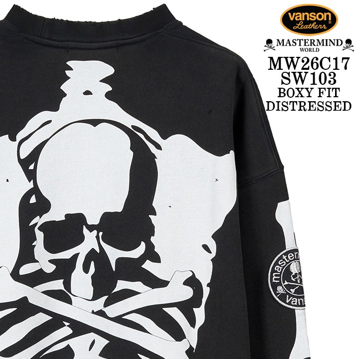 MASTERMIND VANSON CREWNECK SWEATSHIRT DAMAGE [BOXY FIT] マスターマインド バンソン スウェット ダメージ加工 mw26c17-sw103