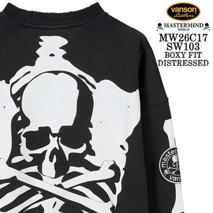 MASTERMIND VANSON CREWNECK SWEATSHIRT DAMAGE [BOXY FIT] マスターマインド バンソン スウェット ダメージ加工 mw26c17-sw103