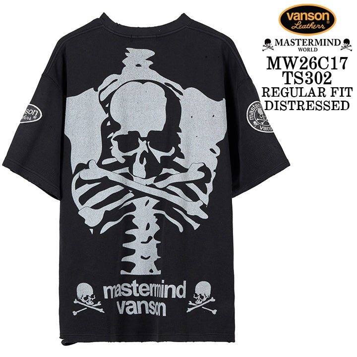 MASTERMIND VANSON Thermal S/S TEE DAMAGE[REGULAR FIT] マスターマインド バンソン サーマル 半袖Tシャツ ダメージ加工 mw26c17-ts302