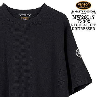 MASTERMIND VANSON Thermal S/S TEE DAMAGE[REGULAR FIT] マスターマインド バンソン サーマル 半袖Tシャツ ダメージ加工 mw26c17-ts302