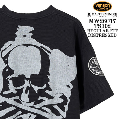 MASTERMIND VANSON Thermal S/S TEE DAMAGE[REGULAR FIT] マスターマインド バンソン サーマル 半袖Tシャツ ダメージ加工 mw26c17-ts302