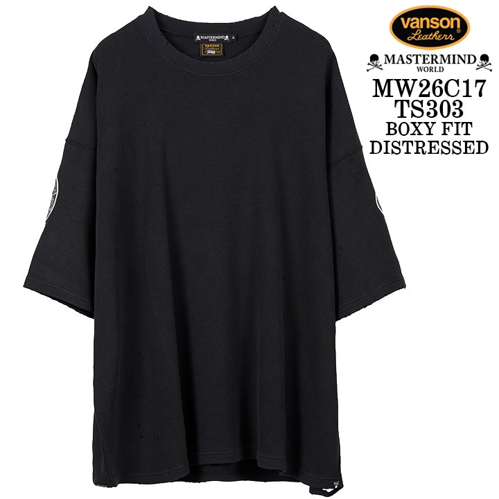 MASTERMIND VANSON Thermal S/S TEE DAMAGE [BOXY FIT] マスターマインド バンソン サーマル 半袖Tシャツ ダメージ加工 mw26c17-ts303